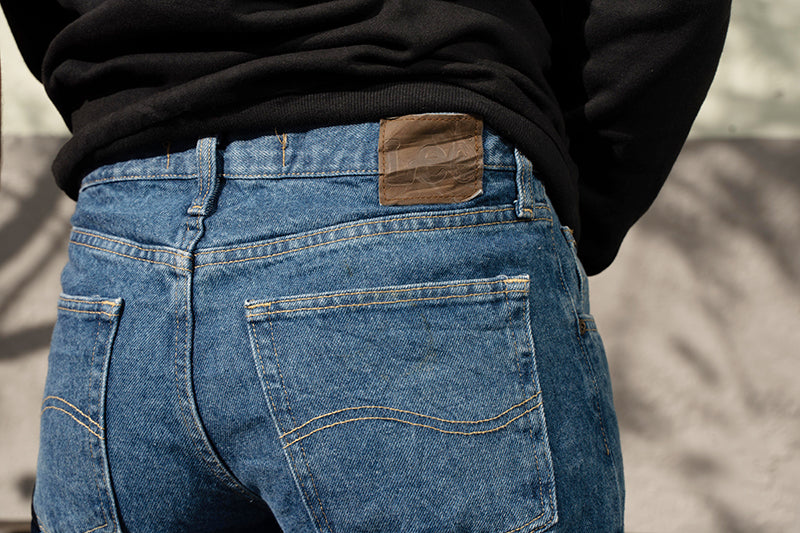 Supply INFLATION Patchwork Side Stripe Black Denim Jeans wholesale Straight jeans  men-
